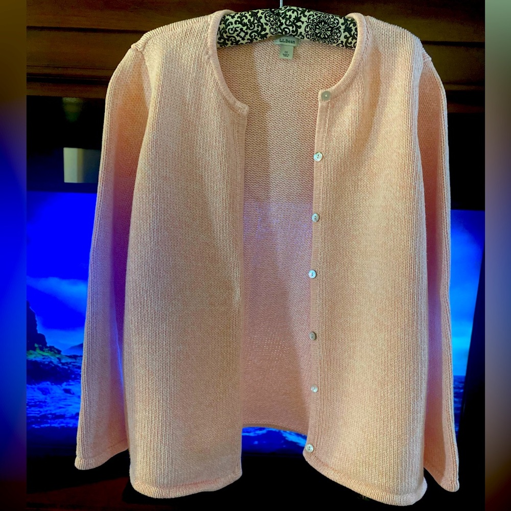 LL Bean cardigan 100% cotton 1x like new!